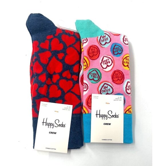 Happy Crew Socks Bundle of 2 Valentine Theme Hearts Candy Love NWT - Picture 1 of 4